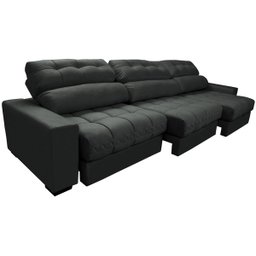 Sofá Retrátil e Reclinável com Molas Ensacadas Cama Inbox Master 3,52M Tecido Suede Cinza - 8