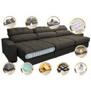 Ver imagem 3 de Sofá Retrátil e Reclinável com Molas Ensacadas Cama Inbox Master 3,82M Tecido Suede Café