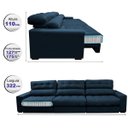 Ver imagem 2 de Sofá Retrátil e Reclinável com Molas Ensacadas Cama Inbox Master 3,82M Tecido Suede Azul