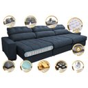 Ver imagem 3 de Sofá Retrátil e Reclinável com Molas Ensacadas Cama Inbox Master 3,82M Tecido Suede Azul