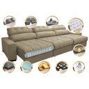 Ver imagem 3 de Sofá Retrátil e Reclinável com Molas Ensacadas Cama Inbox Master 3,82M Tecido Suede Bege