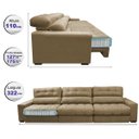Ver imagem 2 de Sofá Retrátil e Reclinável com Molas Ensacadas Cama Inbox Master 3,82M Tecido Suede Bege