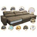 Ver imagem 3 de Sofá Retrátil e Reclinável com Molas Ensacadas Cama Inbox Master 3,82M Tecido Suede Castor
