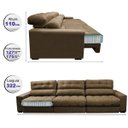 Ver imagem 2 de Sofá Retrátil e Reclinável com Molas Ensacadas Cama Inbox Master 3,82M Tecido Suede Castor