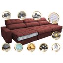 Ver imagem 3 de Sofá Retrátil e Reclinável com Molas Ensacadas Cama Inbox Master 3,82M Tecido Suede Preto