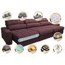 Ver imagem 3 de Sofá Retrátil e Reclinável com Molas Ensacadas Cama Inbox Master 3,82M Tecido Suede Vermelho