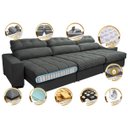 Ver imagem 3 de Sofá Retrátil e Reclinável com Molas Ensacadas Cama Inbox Master 3,82M Tecido Suede Cinza