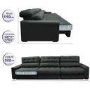 Ver imagem 2 de Sofá Retrátil e Reclinável com Molas Ensacadas Cama Inbox Master 3,82M Tecido Suede Cinza