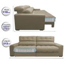 Ver imagem 2 de Sofá Retrátil e Reclinável com Molas Ensacadas Cama Inbox Master 2,12M Tecido Suede Bege