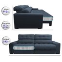 Ver imagem 2 de Sofá Retrátil e Reclinável com Molas Ensacadas Cama Inbox Master 2,12M Tecido Suede Azul