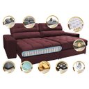 Ver imagem 3 de Sofá Retrátil e Reclinável com Molas Ensacadas Cama Inbox Master 2,12M Tecido Suede Vinho