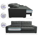 Ver imagem 2 de Sofá Retrátil e Reclinável com Molas Ensacadas Cama Inbox Master 2,12M Tecido Suede Cinza