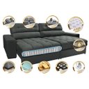 Ver imagem 3 de Sofá Retrátil e Reclinável com Molas Ensacadas Cama Inbox Master 2,12M Tecido Suede Cinza