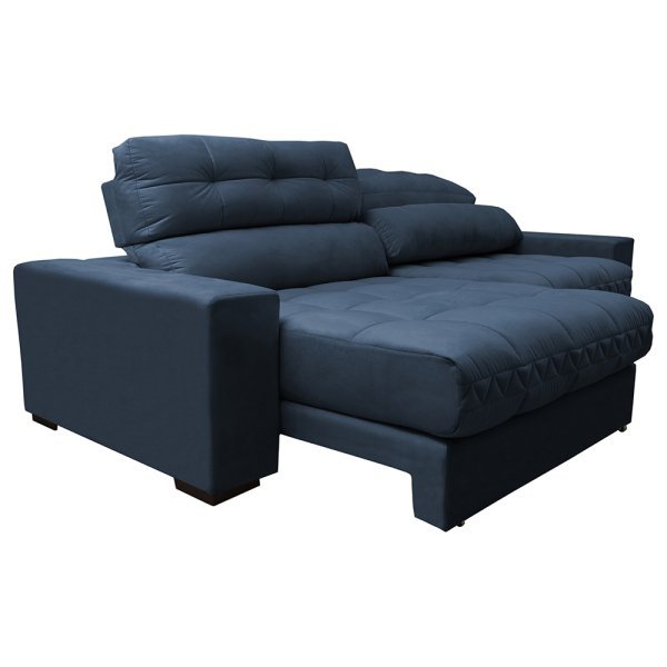 Sofá Retrátil e Reclinável com Molas Ensacadas Cama Inbox Master 2,32M Tecido Suede Azul - 7