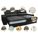 Ver imagem 3 de Sofá Retrátil e Reclinável com Molas Ensacadas Cama Inbox Master 2,12M Tecido Suede Preto