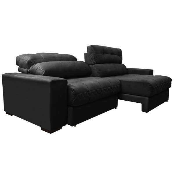 Sofá Retrátil e Reclinável com Molas Ensacadas Cama Inbox Master 2,32M Tecido Suede Preto - 8