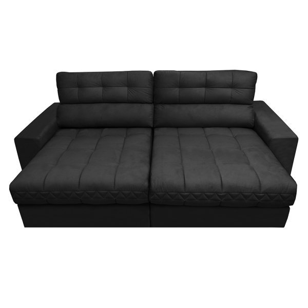 Sofá Retrátil e Reclinável com Molas Ensacadas Cama Inbox Master 2,32M Tecido Suede Preto - 5