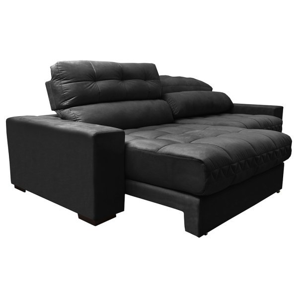 Sofá Retrátil e Reclinável com Molas Ensacadas Cama Inbox Master 2,32M Tecido Suede Preto - 7