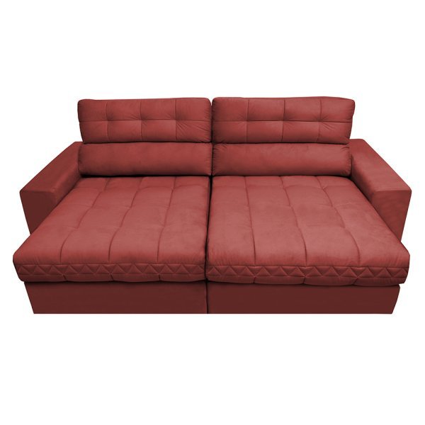 Sofá Retrátil e Reclinável com Molas Ensacadas Cama Inbox Master 2,32M Tecido Suede Vermelho - 5