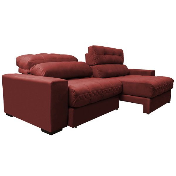 Sofá Retrátil e Reclinável com Molas Ensacadas Cama Inbox Master 2,32M Tecido Suede Vermelho - 8