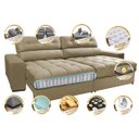 Ver imagem 3 de Sofá Retrátil e Reclinável com Molas Ensacadas Cama Inbox Master 2,52M Tecido Suede Bege