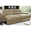 Ver imagem 1 de Sofá Retrátil e Reclinável com Molas Ensacadas Cama Inbox Master 2,52M Tecido Suede Bege