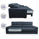 Ver imagem 2 de Sofá Retrátil e Reclinável com Molas Ensacadas Cama Inbox Master 2,52M Tecido Suede Azul