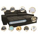 Ver imagem 3 de Sofá Retrátil e Reclinável com Molas Ensacadas Cama Inbox Master 2,52M Tecido Suede Café