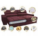 Ver imagem 3 de Sofá Retrátil e Reclinável com Molas Ensacadas Cama Inbox Master 2,52M Tecido Suede Vinho