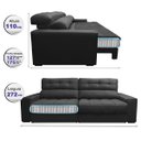 Ver imagem 2 de Sofá Retrátil e Reclinável com Molas Ensacadas Cama Inbox Master 2,72M Tecido Suede Preto