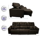 Ver imagem 7 de Sofá Retrátil e Reclinável Cama Inbox Diamond 2.52M Tecido Suede Velusoft Café