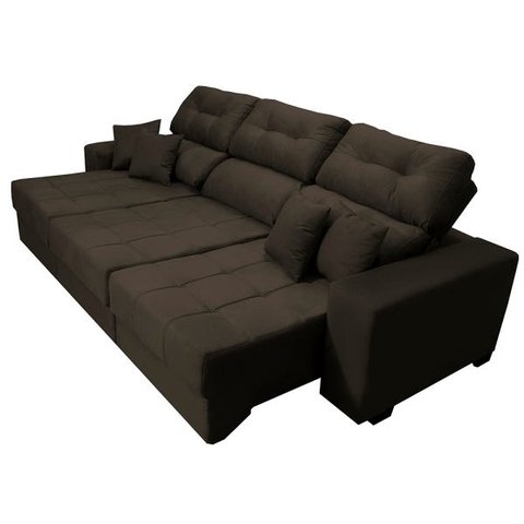 Sofá Retrátil e Reclinável Cama Inbox Diamond 2.52M Tecido Suede Velusoft Café