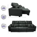 Ver imagem 7 de Sofá Retrátil e Reclinável Cama Inbox Diamond 2.52M Tecido Suede Velusoft Cinza