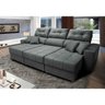 Sofá Retrátil e Reclinável Cama Inbox Diamond 2.25M Tecido Suede Velusoft Cinza - 8