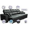Sofá Retrátil e Reclinável Cama Inbox Diamond 2.25M Tecido Suede Velusoft Cinza - 6
