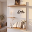 Ver imagem 4 de Prateleira Cantinho da Oração Painel Suspenso MDF Branco Amadeirado Letra 3D