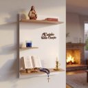 Ver imagem 2 de Prateleira Cantinho da Oração Painel Suspenso MDF Branco Amadeirado Letra 3D