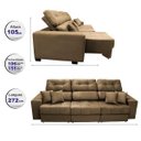 Ver mais imagens de Sofá Retrátil e Reclinável Cama Inbox Diamond 2.72M Tecido Suede Velusoft Castor