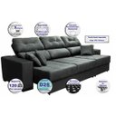 Ver imagem 7 de Sofá Retrátil e Reclinável Cama Inbox Diamond 2.72M Tecido Suede Velusoft Cinza