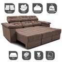 Ver imagem 3 de Sofá Itália 2.25M Retrátil e Reclinável Tecido Suede Castor - Cama Inbox