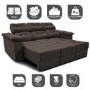Ver imagem 3 de Sofá Itália 2.25M Retrátil e Reclinável Tecido Suede Café - Cama Inbox