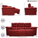 Ver imagem 2 de Sofá Itália 2.25M Retrátil e Reclinável Tecido Suede Vermelho - Cama Inbox