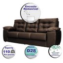 Ver imagem 3 de Sofá Luxemburgo 3 Lugares 2.02m Tecido Courino Marrom