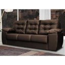 Ver imagem 1 de Sofá Luxemburgo 3 Lugares 2.02m Tecido Courino Marrom