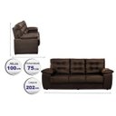 Ver imagem 2 de Sofá Luxemburgo 3 Lugares 2.02m Tecido Courino Marrom