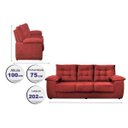 Ver imagem 2 de Sofá Luxemburgo 3 Lugares 2.02M Tecido Suede Vermelho