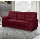 Ver imagem 1 de Sofá Luxemburgo 3 Lugares Tecido Suede Vinho - Móveis Marfim