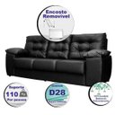 Ver imagem 3 de Sofá Luxemburgo 3 Lugares 2.02m Tecido Courino Preto