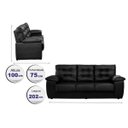 Ver imagem 2 de Sofá Luxemburgo 3 Lugares 2.02m Tecido Courino Preto