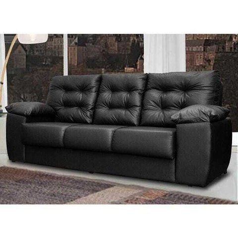 Sofá Luxemburgo 3 Lugares 2.02m Tecido Courino Preto